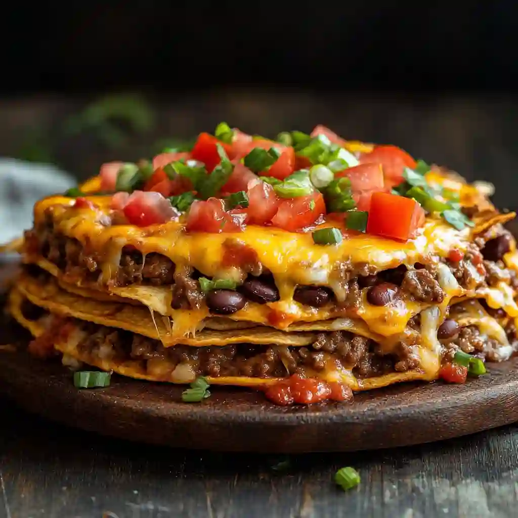 Taco Bell Mexican Pizza served on a plate with toppings.