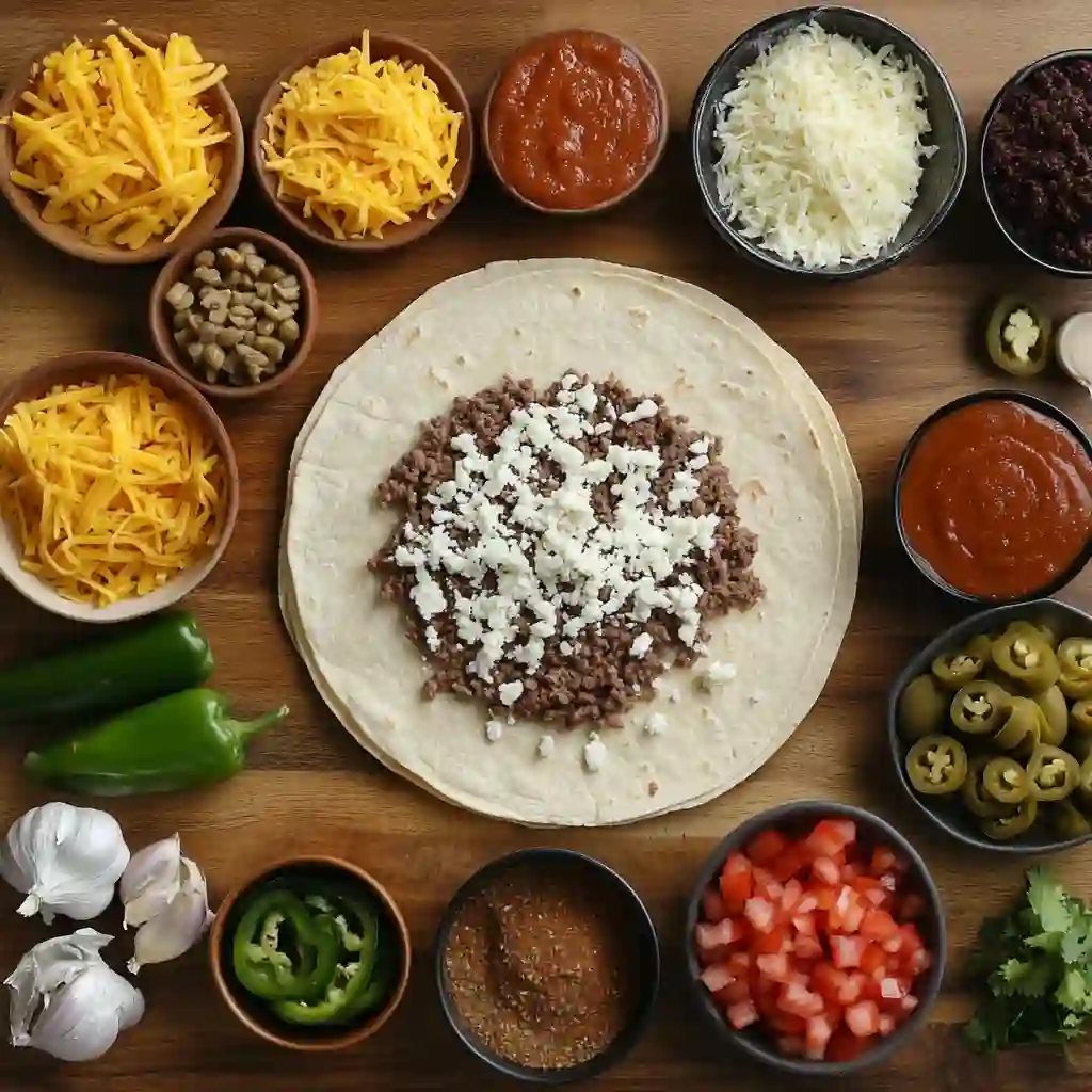 Ground beef cooking with taco seasoning in a skillet.