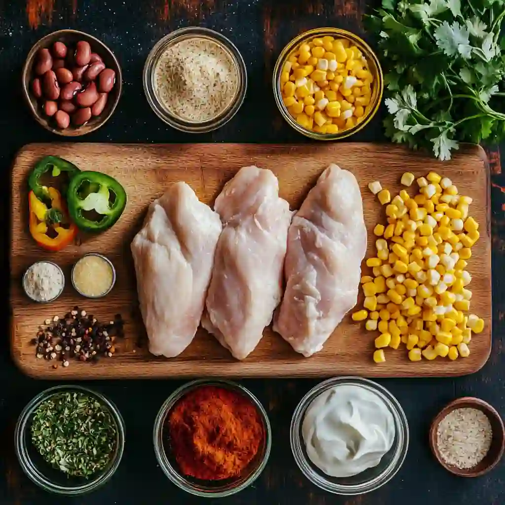 Ingredients for Mexican street corn white chicken chili