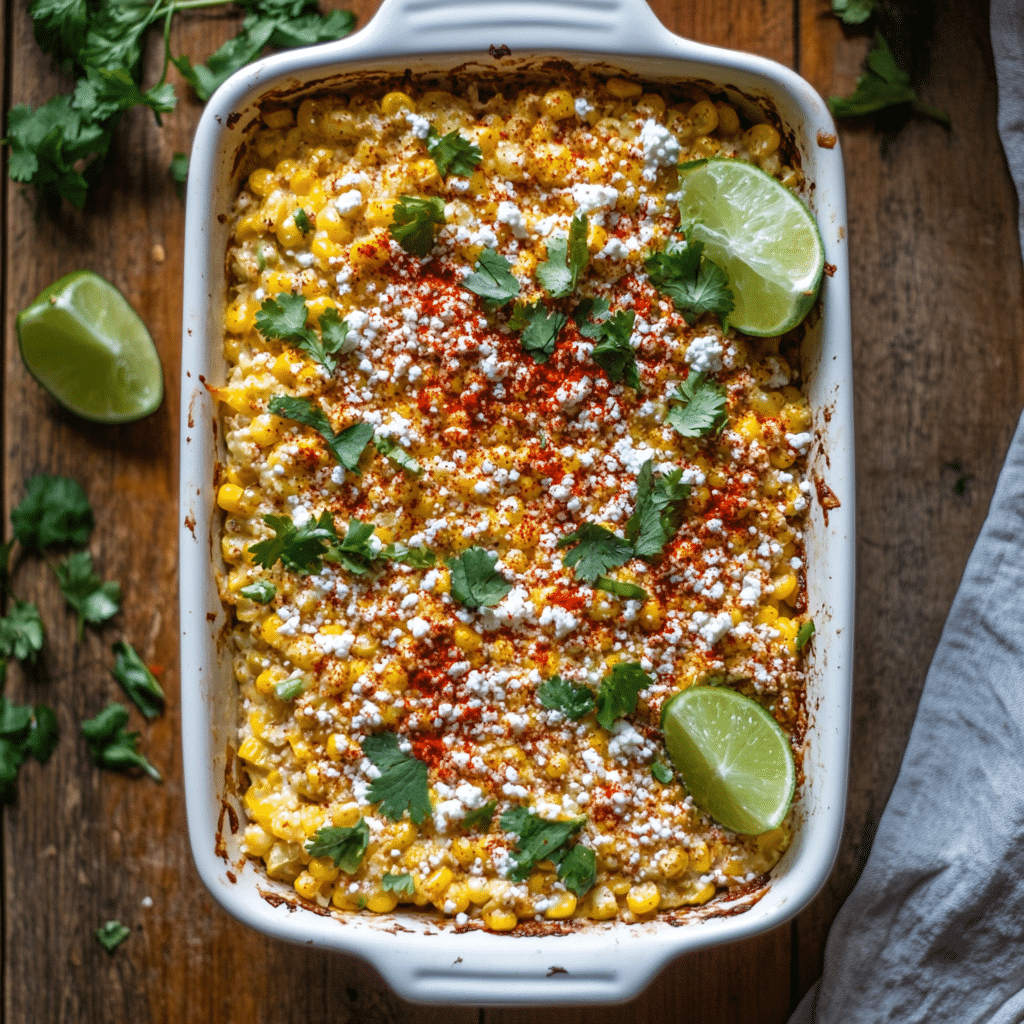 mexican street corn casserole fresh from oven